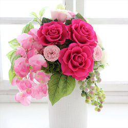 【送料無料】☆プリザーブドフラワー＜イリス＞ピンク バラ【お祝い】マゼンタピンク ローズ 2枚目の画像