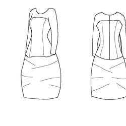 型紙　切替コクーンワンピ　アシンメトリーなダーツ、立体的なシルエットを楽しむハンドメイド用型紙（CADパターン） 2枚目の画像