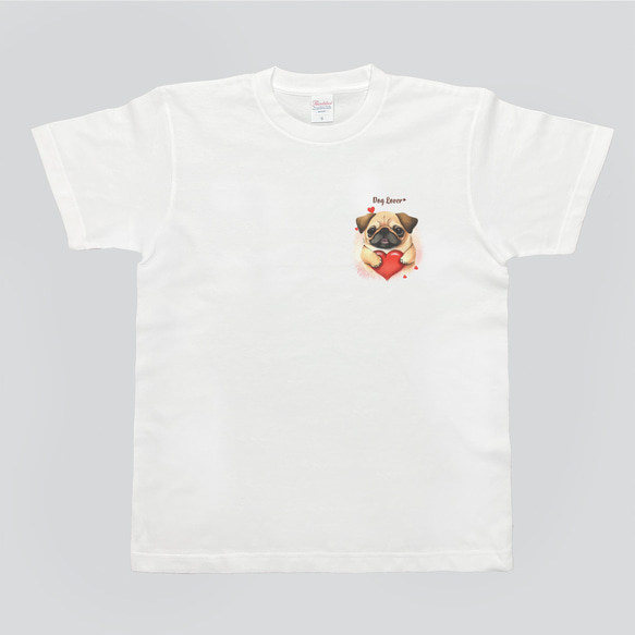 【 キュンです パグ 】 Tシャツ　おしゃれ　かわいい　犬　ペット　うちの子　プレゼント　ギフト 4枚目の画像