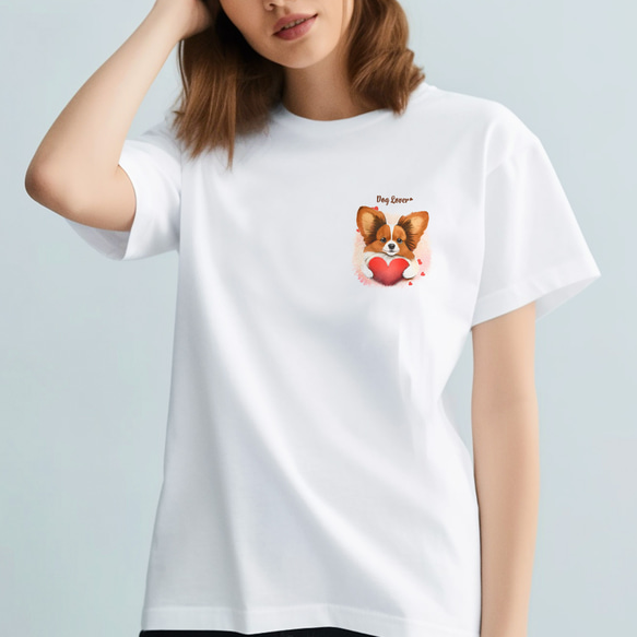 【 キュンです パピヨン 】Tシャツ　おしゃれ　かわいい　犬　ペット　うちの子　プレゼント　ギフト 2枚目の画像