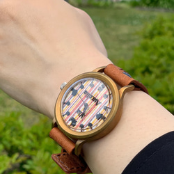 手工手錶Via Aurelia（黑貓條紋錶盤&amp;義大利牛皮（棕色）） 第6張的照片