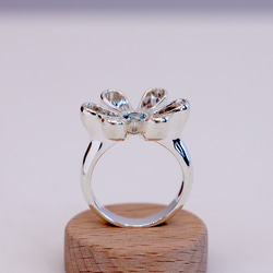 お花のリング   青い天然石　【 silver925 大振りシルバーリング】シルバーの大ぶり指輪 5枚目の画像