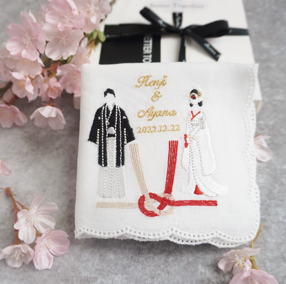 和装婚刺繍ブライダルハンカチ 白無垢 席札 プロフィールブック その他