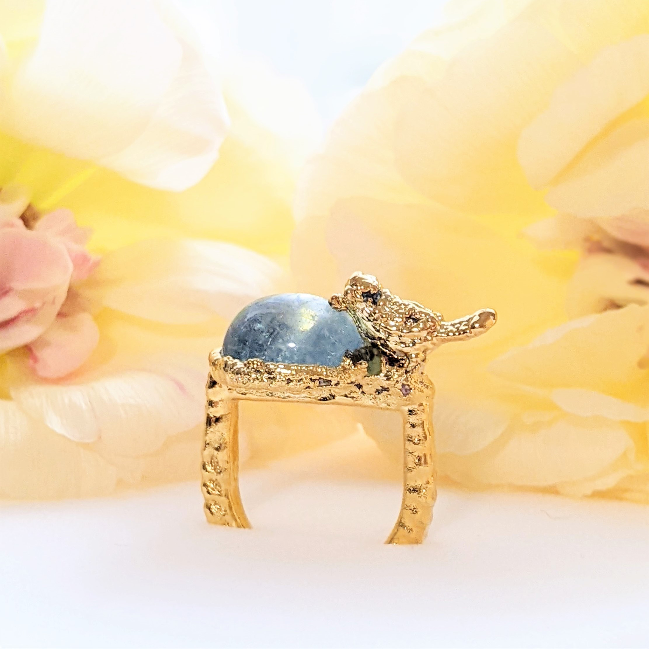 アクアマリンと小鳥のリング