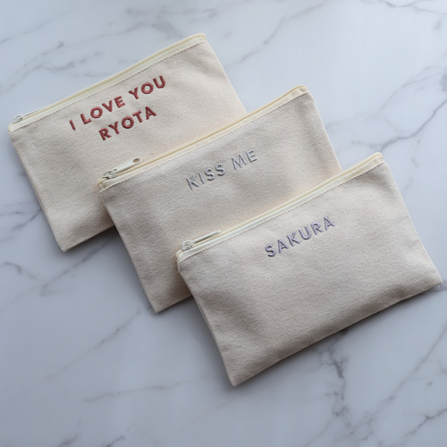 推し色・名入れ フラットポーチ｜母子手帳・通帳・アクスタ・推し活