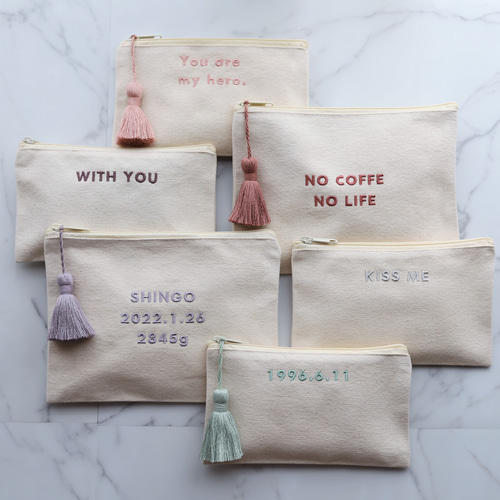 推し色・名入れ フラットポーチ｜母子手帳・通帳・アクスタ・推し活