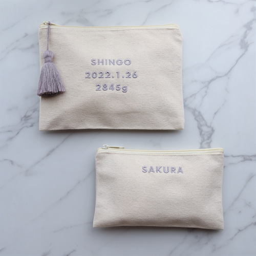 推し色・名入れ フラットポーチ｜母子手帳・通帳・アクスタ・推し活