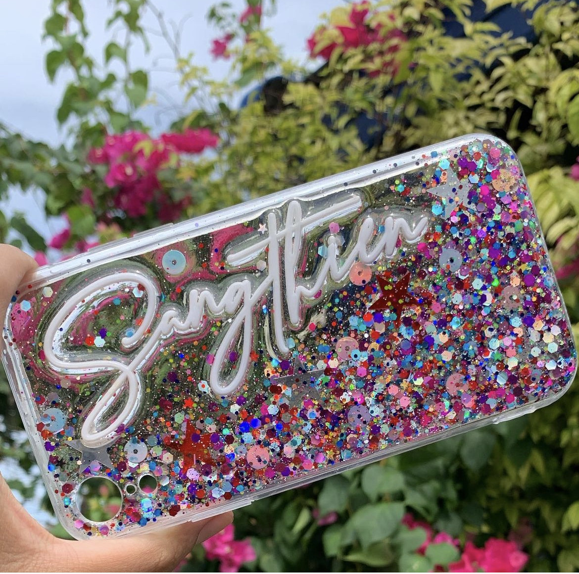 名入れ　多機種対応対応名前やロゴが入れられるglitterスマホケース