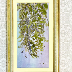 幻想的な藤のパープル＆ブルーモダン押し花アート額０1 3枚目の画像