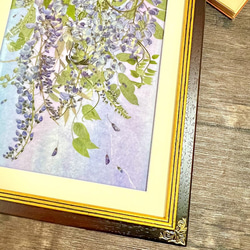 幻想的な藤のパープル＆ブルーモダン押し花アート額０3 2枚目の画像