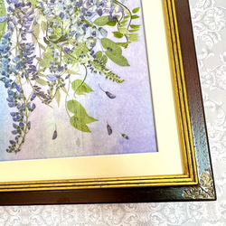 幻想的な藤のパープル＆ブルーモダン押し花アート額０3 5枚目の画像