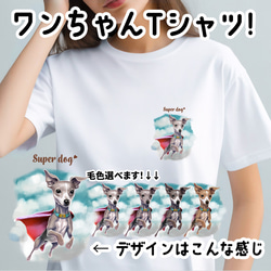 【 ヒーロー イタリアングレーハウンド 】 Tシャツ　おしゃれ　かわいい　犬　ペット　うちの子　プレゼント　ギフト 1枚目の画像