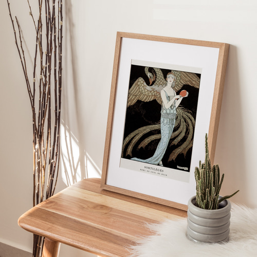 NO.438】鳳凰とモダンガールのエレガントアートポスターお洒落モード