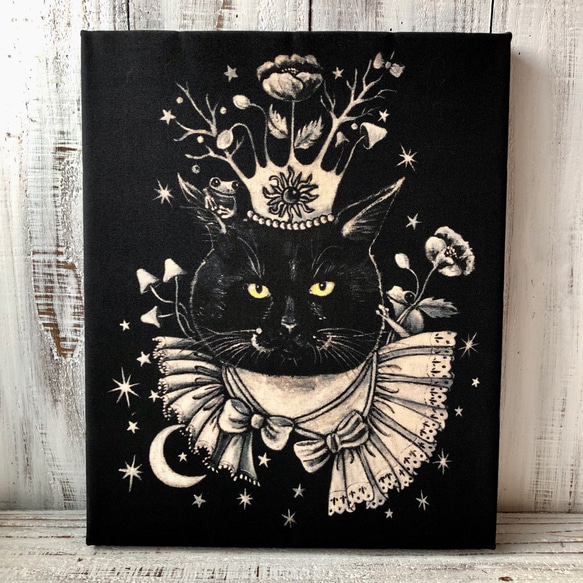 星月猫★アート「KING」絵画 木製パネル貼り F3サイズ複製画「003」猫 1枚目の画像