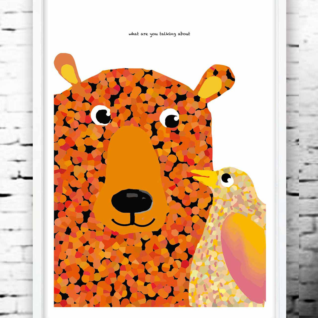 何を話してるのかな　クマ　イラスト　ポスター　A4 A3 A2 A1　アートポスター　全作オリジナル　結婚祝い　1403