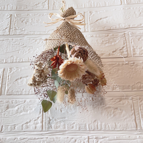 スワッグ 白 プリザーブドフラワー ドライフラワー スワッグ  