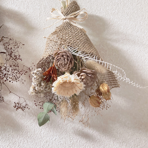 スワッグ 白 プリザーブドフラワー ドライフラワー スワッグ