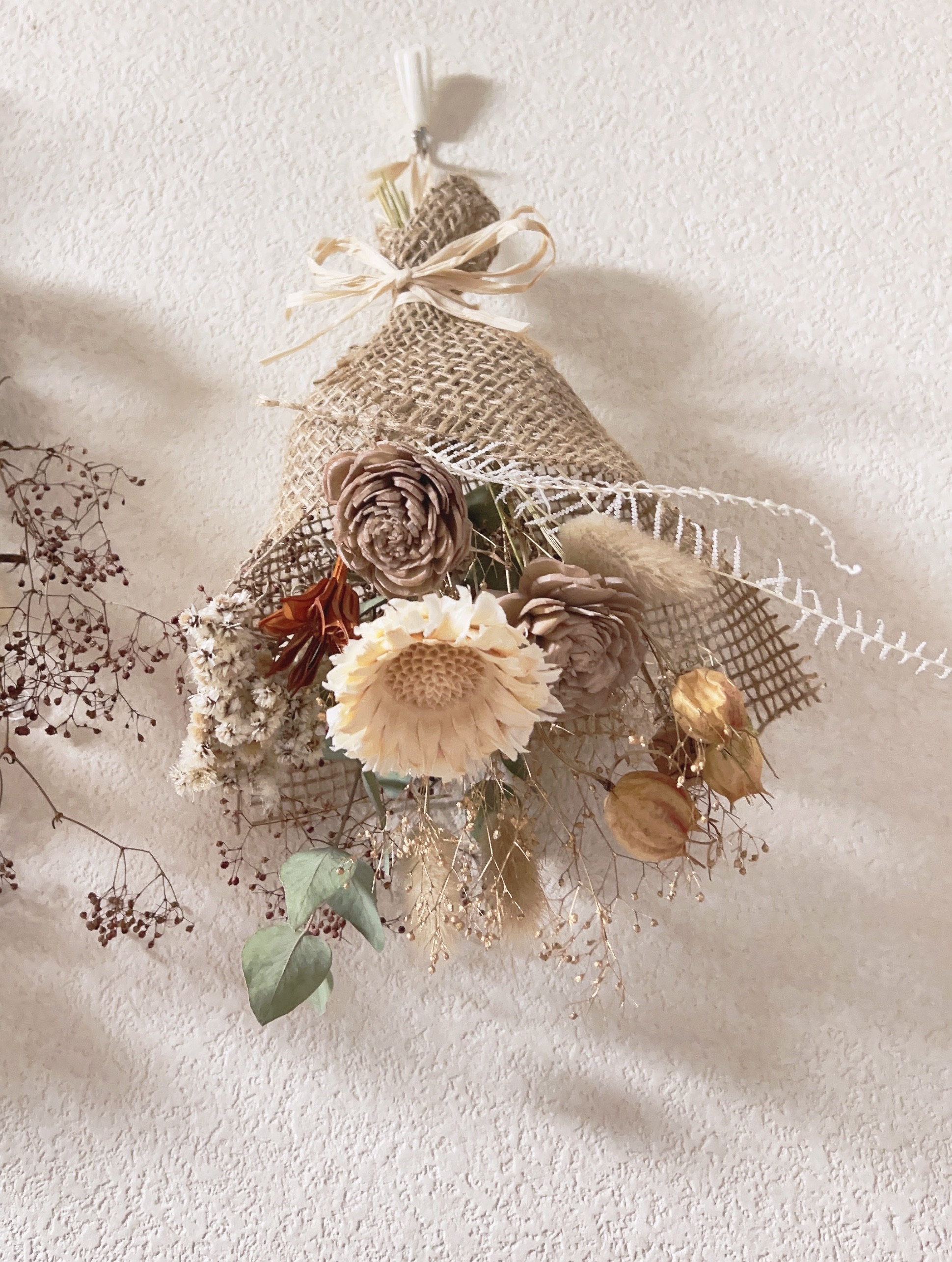 スワッグ 白 プリザーブドフラワー ドライフラワー スワッグ  