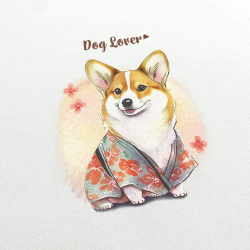 晴れ着姿の コーギー 】 Tシャツ おしゃれ かわいい 犬 ペット