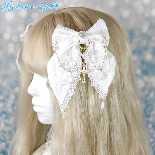 受注生産】《☥》プリンセスロリィタリボンバレッタ (カラー▷白  