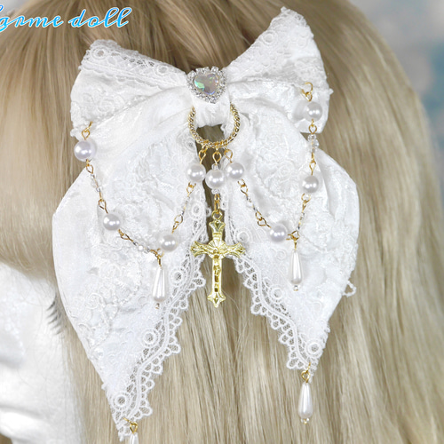 受注生産】《☥》プリンセスロリィタリボンバレッタ (カラー▷白  