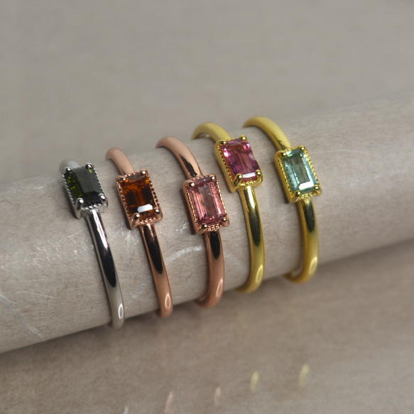 カラーが選べる　一粒トルマリンのオープンリング　指輪　フリーサイズ　9号〜１６号まで　SV925  ネコポス送料無料 1枚目の画像
