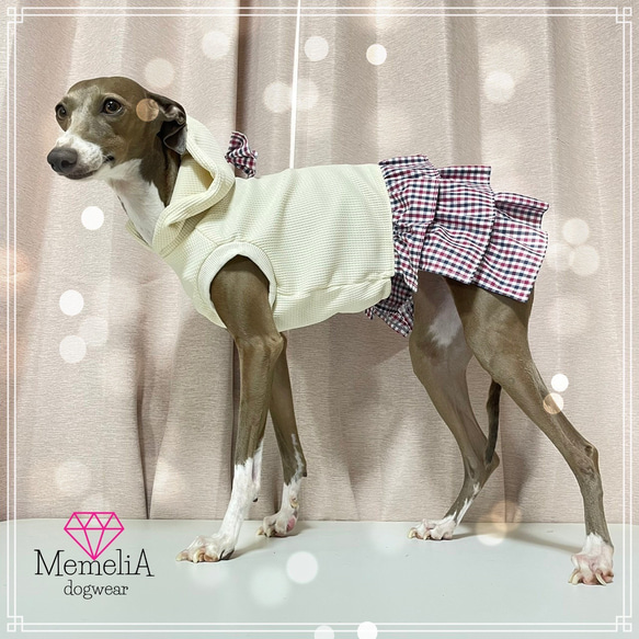 イタグレ用犬服】ワッフル✖️チェックが素敵にマッチ⭐︎おしゃれに