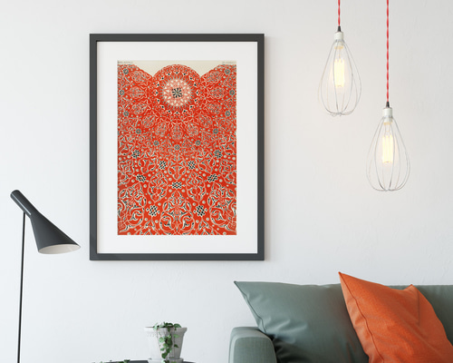 NO.439】オリエンタルパターン模様アートポスター☆赤色エキゾチック