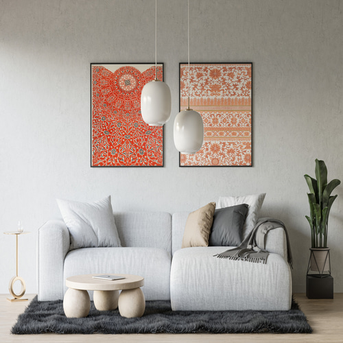 NO.439】オリエンタルパターン模様アートポスター☆赤色エキゾチック