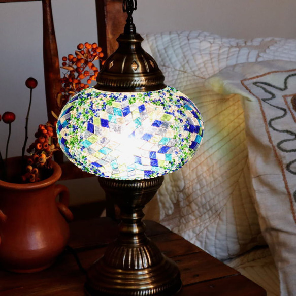 Turkish Mosaic lamp[Desk type]LARGE-Summer *Free shipping 第1張的照片