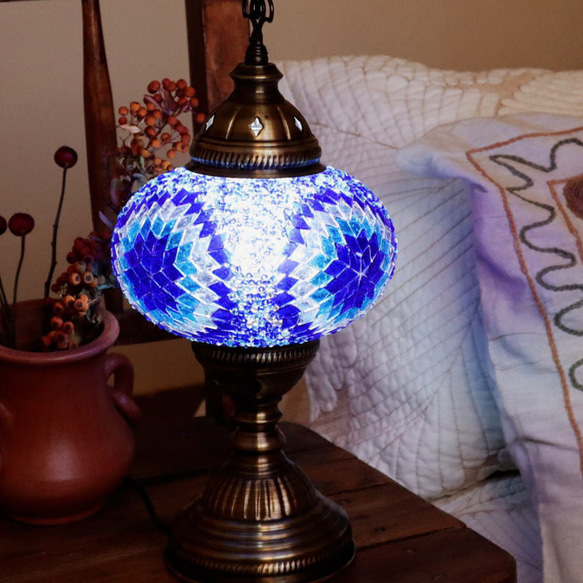 Turkish Mosaic lamp[Desk type]LARGE-Nazzar *Free shipping 第2張的照片