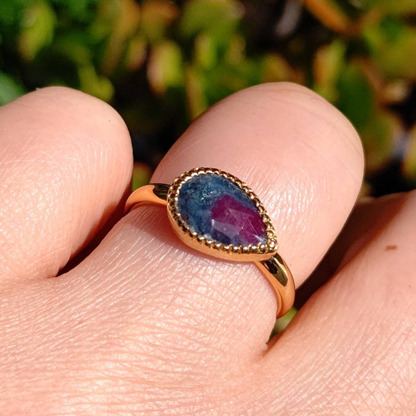 ルビー in カイヤナイト しずく 1.75ct シルバーSV925リング 指輪 