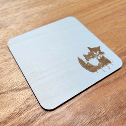 木の猫コースター　3枚入り　木製　ウッド　プレゼント　プチプラ　猫雑貨　猫グッズ　刻印追加可能 4枚目の画像