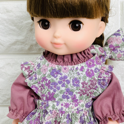 26cmドール お世話人形 エプロン ワンピース リボン スモック
