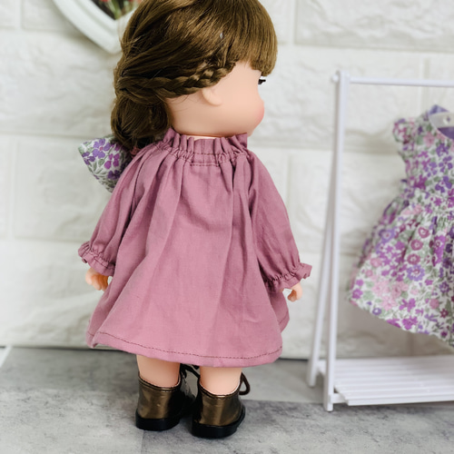 専用出品　ハンドメイド　ドールワンピース　リバティ ドール服リバティプリント生地のワンピースリカちゃんサイズ