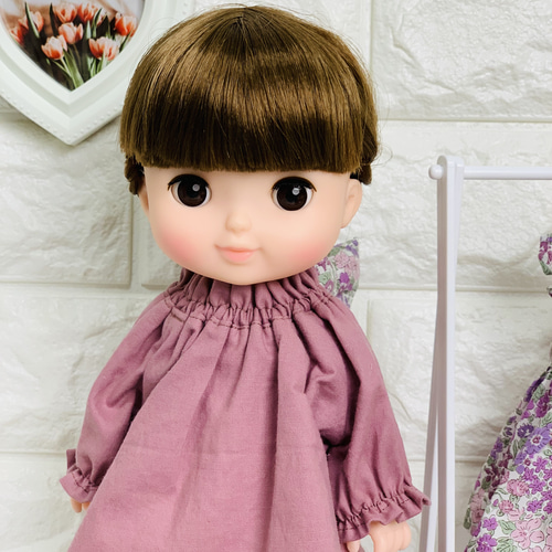 26cmドール お世話人形 エプロン ワンピース リボン スモック