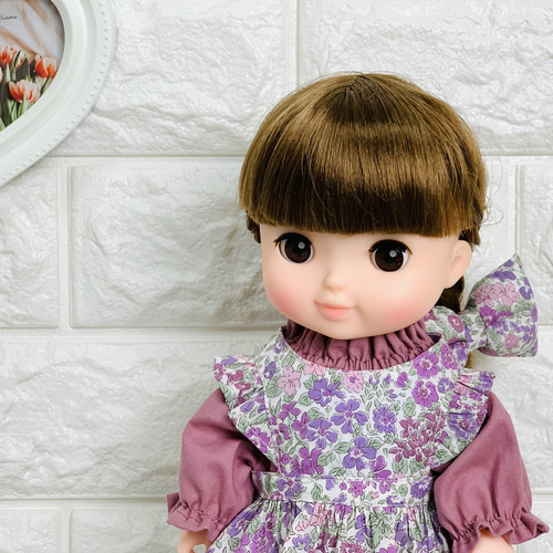 26cmドール お世話人形 エプロン ワンピース リボン スモック