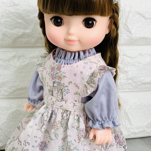 26cmドール お世話人形 エプロン ワンピース リボン スモック