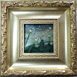 幸福な景色初夏】GLASS 絵画 2023 額 インテリア クローバー たんぽぽ