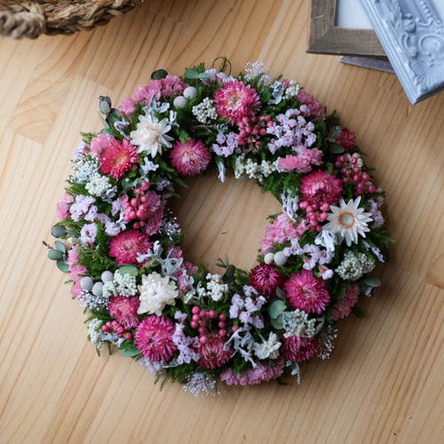 母の日に贈る＊ヘリクリサムのドライフラワーリース＊母の日リース