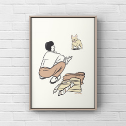 フレンチブルドッグ【おかえり】A4ポスター　犬　ペット　イラスト　うちの子 3枚目の画像