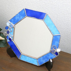 ✴︎:.｡. 紫陽花の青い八角形鏡♪　（size19.5/Max22）　 8枚目の画像