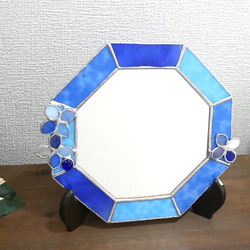 ✴︎:.｡. 紫陽花の青い八角形鏡♪　（size19.5/Max22）　 7枚目の画像