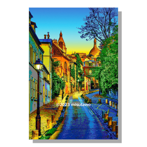 選べる3枚組ポストカード】パリ 夕暮れのモンマルトル【作品No