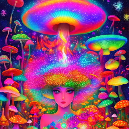 美女 ドライ Tシャツ 3 サイケデリック マジック マッシュルーム 幻覚