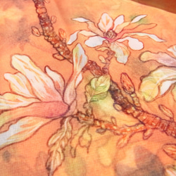 (受注生産)シフォン水彩ストール～こぶし花綻ぶサーモンオレンジ～ 14枚目の画像
