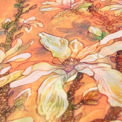 (受注生産)シフォン水彩ストール～こぶし花綻ぶサーモンオレンジ～ 13枚目の画像