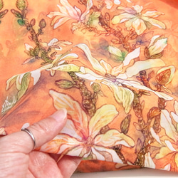 (受注生産)シフォン水彩ストール～こぶし花綻ぶサーモンオレンジ～ 3枚目の画像
