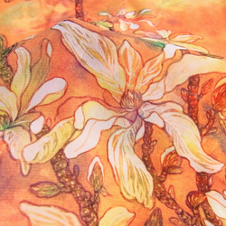 (受注生産)シフォン水彩ストール～こぶし花綻ぶサーモンオレンジ～ 12枚目の画像