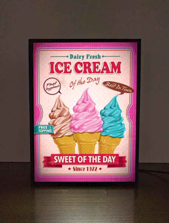 アイスクリーム ソフトクリーム スイーツ お菓子 洋菓子 レトロ ミニチュア サイン ランプ 看板 置物 ライトBOX 2枚目の画像